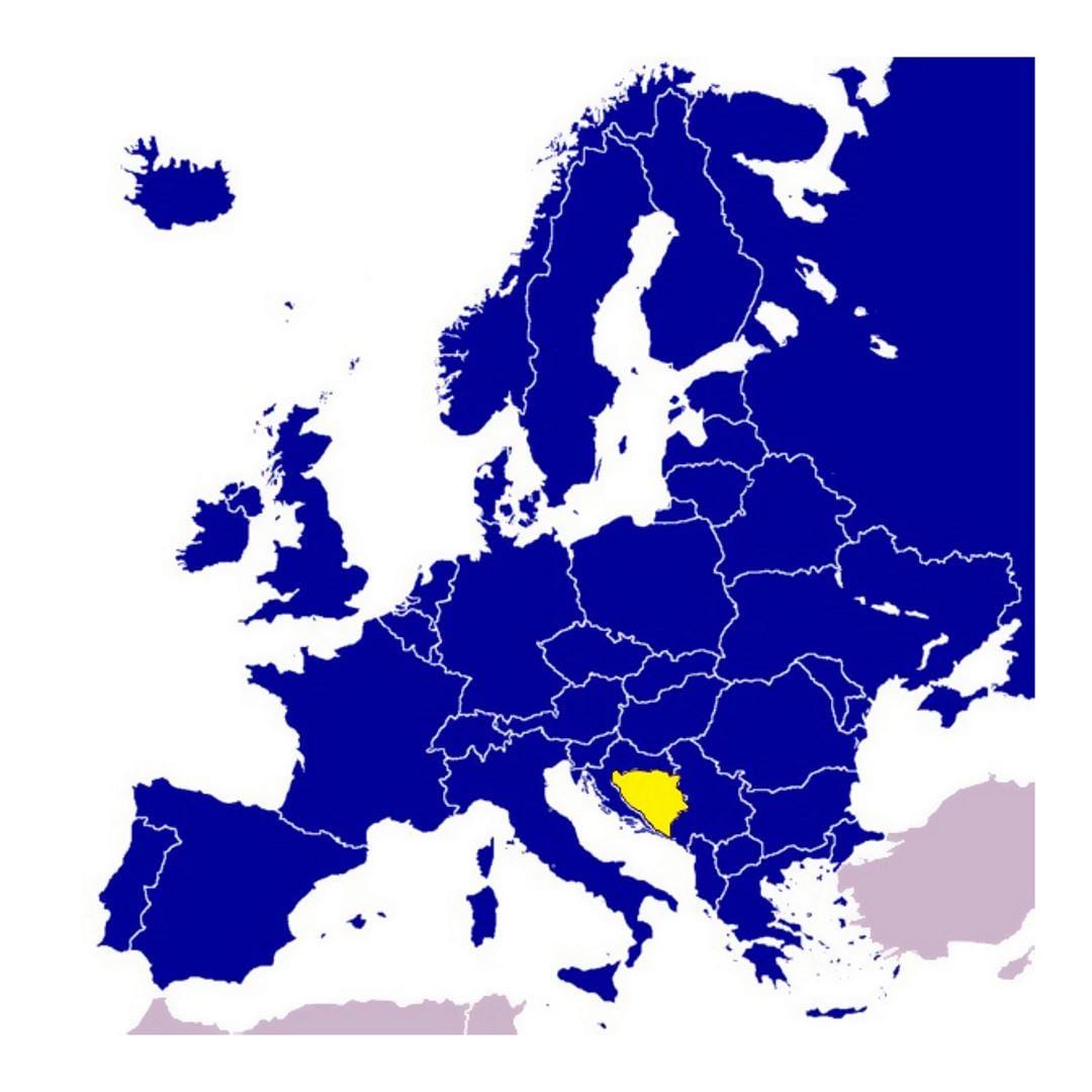Карта Боснии и Герцеговины Европы