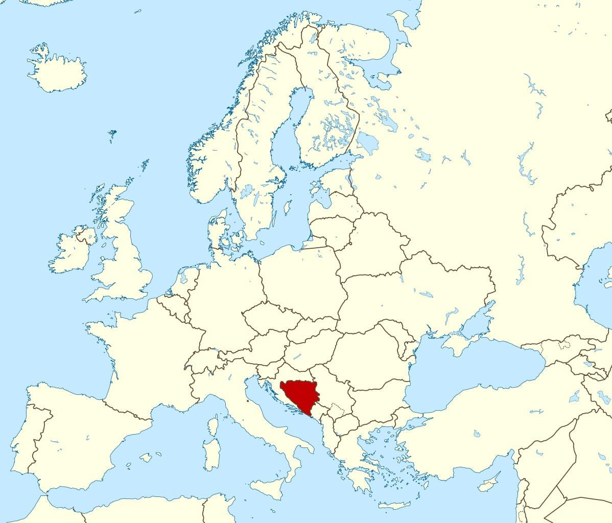 Карта Боснии расположение на мир