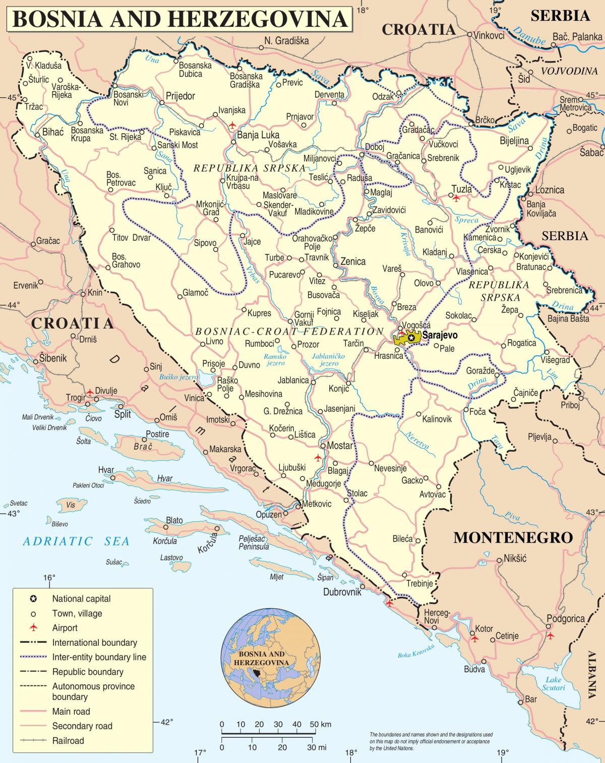 карта Боснии
