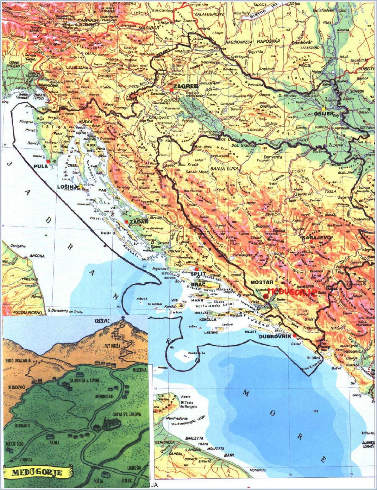 карта меджугорье, Босния и Герцеговина